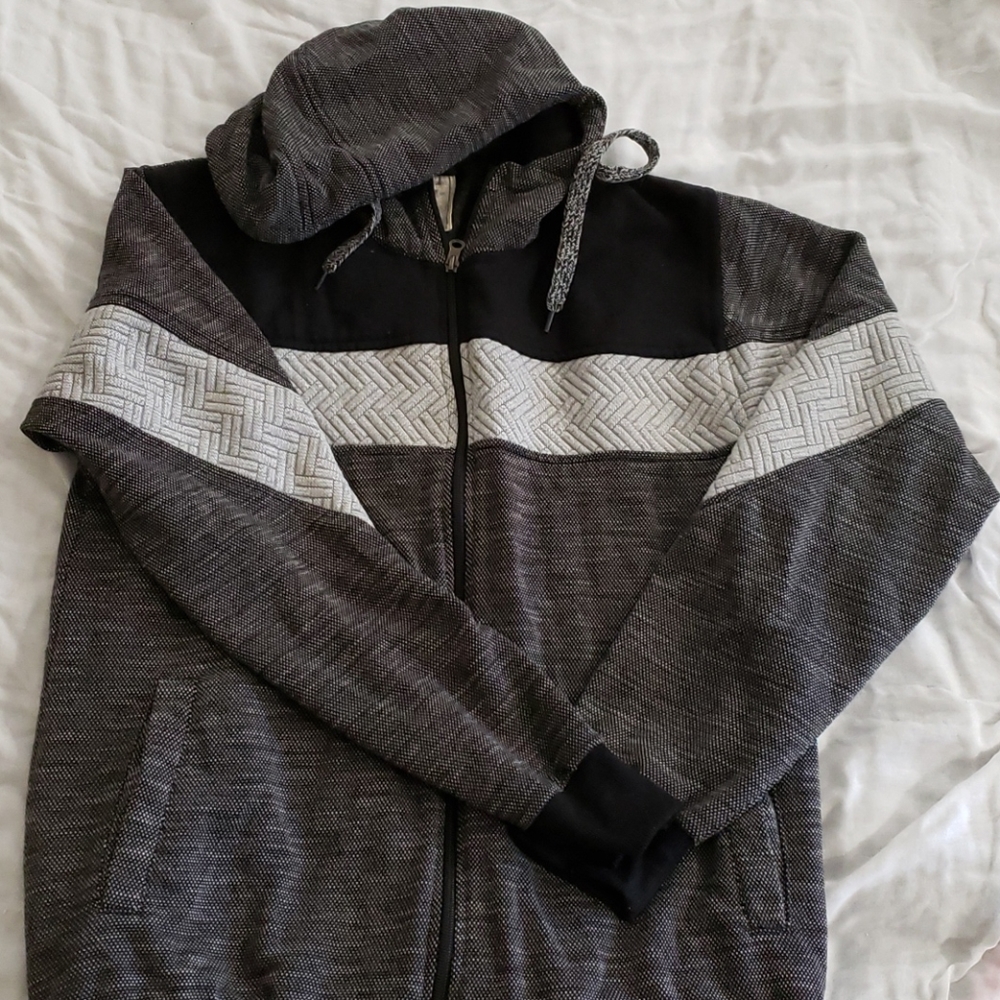 Gray and black hoodie